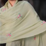 Sage Green Floral Embroidered Stole