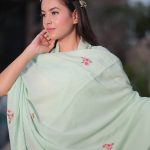 Mint Floral Embroidered Stole