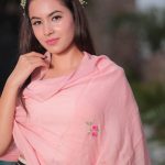 Powder Pink Floral Embroidered Stole